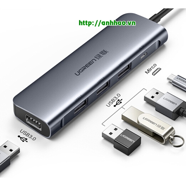 Hub mở rộng USB-C sang 4 cổng USB 3.0 Ugreen 50979 chính hãng